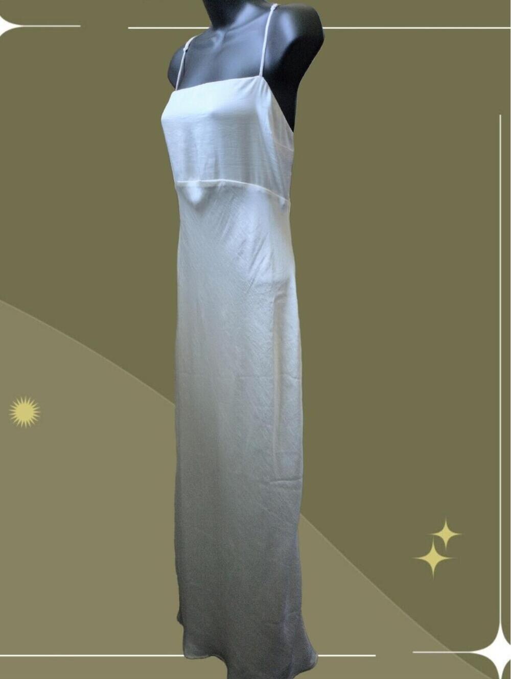 ✨Nwt Abercrombie And Fitch Satin Bow Cowl Back Maxi Dress Size MT